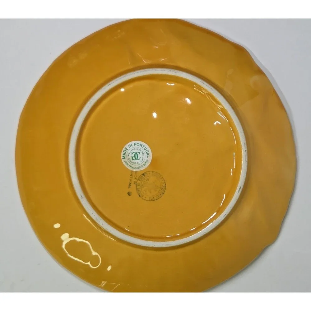 Pair Of Bordallo Pinheiro Majolica Ceramic Sunflower Salad Plates 8